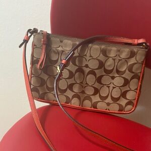 Coach Tan and Red Crossbody Bag
